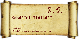 Kohári Ildikó névjegykártya